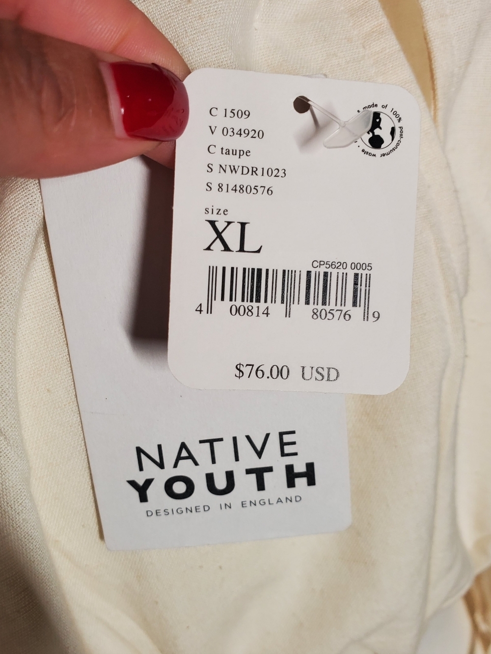 Free People By Native Youth NWT Folunce Open Back Linen Dress Cream Size XL - Picture 9 of 14